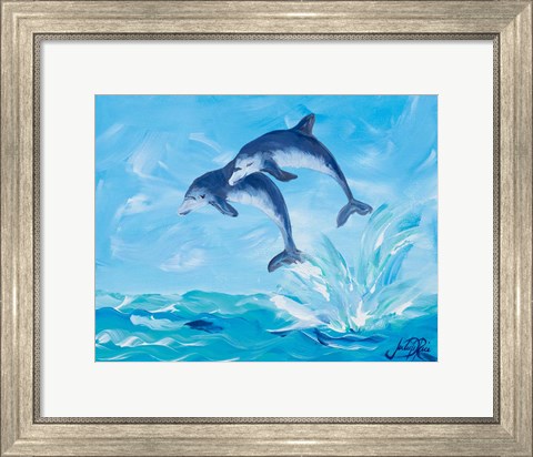 Framed Soaring Dolphins I Print