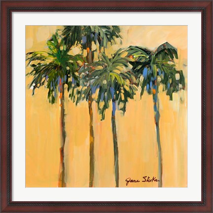 Framed Tropical Palms on Yellow Print