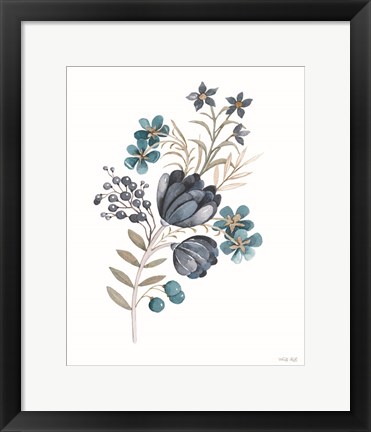 Framed Blue Botanical Mums Print
