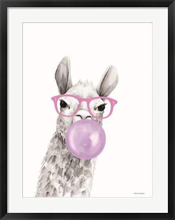 Framed Bubble Gum Alpaca Print