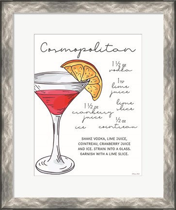 Framed Cosmopolitan Recipe Print