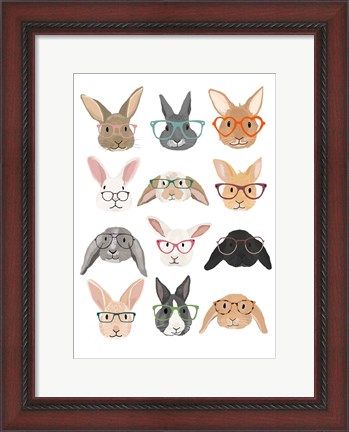 Framed Rabbits in Glasses Print