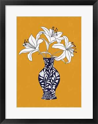 Framed Lily On Yellow Print