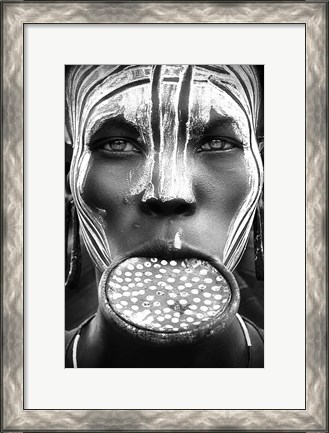 Framed Tribal Beauty - Ethiopia, Mursi People Print