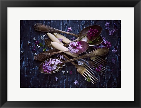 Framed Spoons &amp; Flowers Print