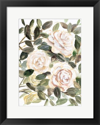 Framed Gentle Roses Yellow I Print
