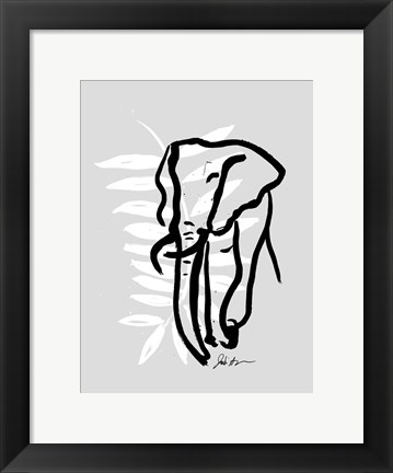 Framed Inked Safari Leaves II-Elephant Print