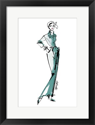 Framed Fifties Fashion III v2 Green Print