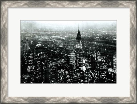 Framed Manhattan at Night Rich Black Print