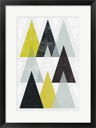 Framed Mod Triangles IV Yellow Black Print