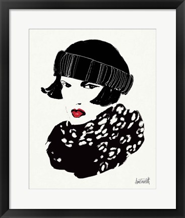 Framed Beret and Scarf II Print
