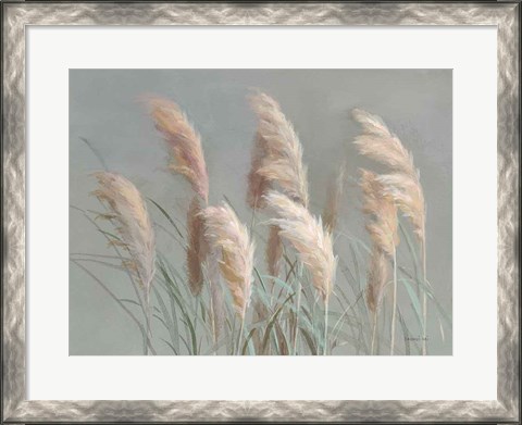 Framed Pampas Grasses on Gray Print