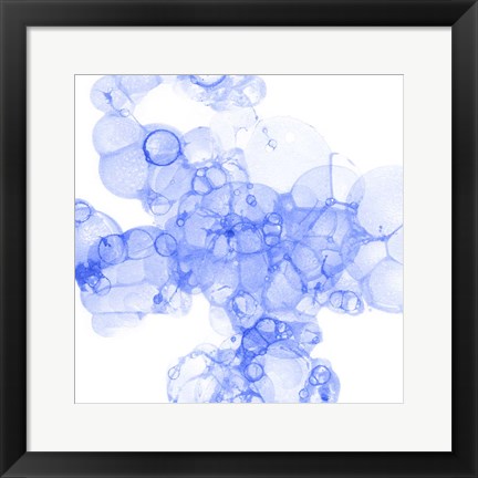Framed Bubble Square Blue III Print