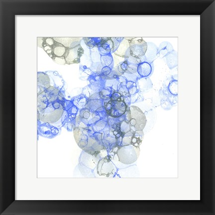 Framed Bubble Square Blue &amp; Grey I Print