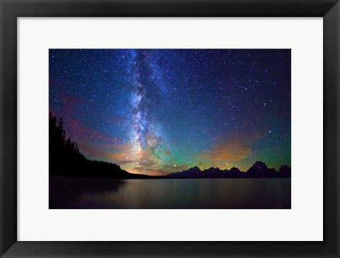 Framed Milky Way Tetons Jackson Lake Print