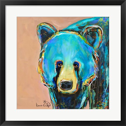 Framed Black Bear on Terra Cotta Print