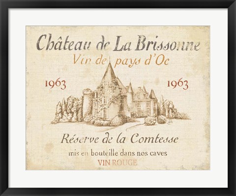 Framed French Wine Label I Cream Print