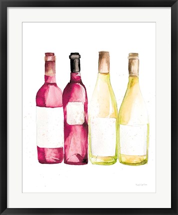 Framed Pop the Cork III Red and White Wine Print