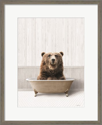Framed Bath Time Bear Print