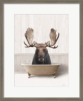 Framed Bath Time Moose Print