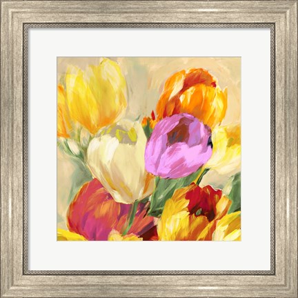 Framed Colorful Tulips I Print