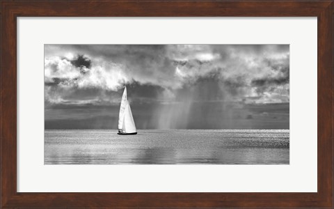 Framed Sailing on a Silver Sea (BW) Print