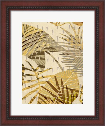 Framed Golden Palms Panel I Print
