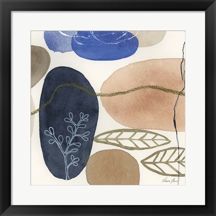 Framed Leaves and Stones II Print