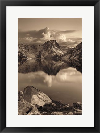 Framed Sawtooth Lake Sepia Print