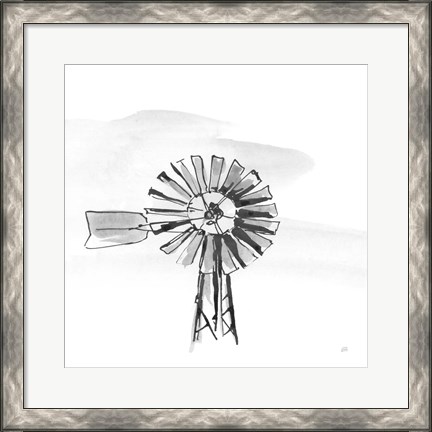 Framed Windmill VI BW Print