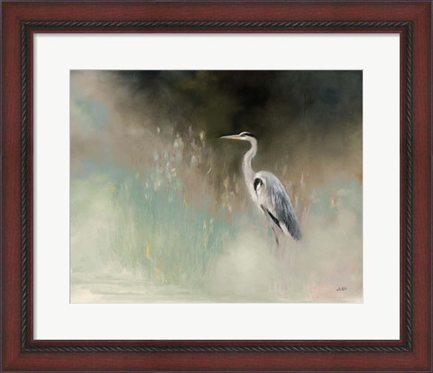 Framed Peaceful Egret Teal Print
