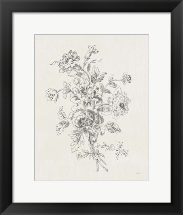 Framed Toile Roses VIII Neutral Print