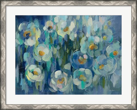 Framed Pretty Blue Floral Print