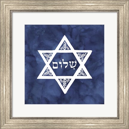 Framed Festival of Lights Blue VI-Star of David Print