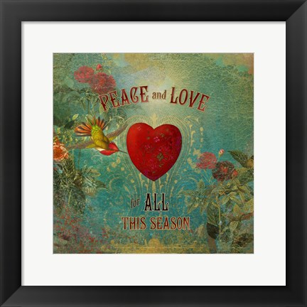 Framed Colorful Christmas VII-Peace &amp; Love Print