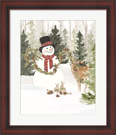 Framed Christmas in the Woods Portrait I Print