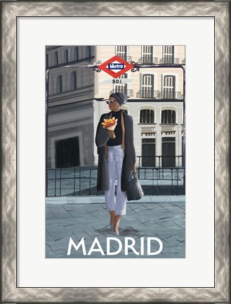 Framed Girl in Madrid Print