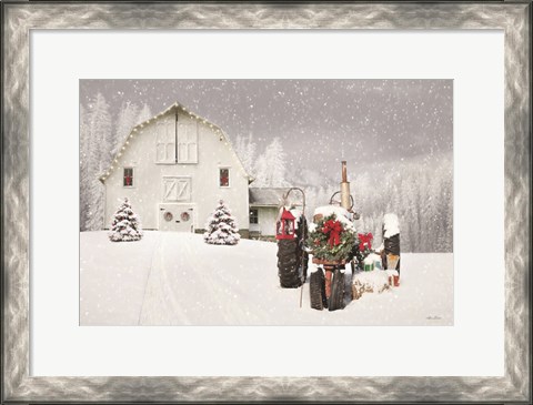 Framed Snowy Country Christmas Wishes Print