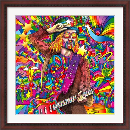Framed Hippie Musician 3 Print