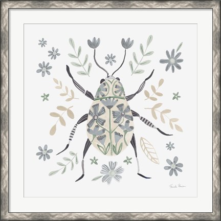 Framed Folk Beetle II Neutral Print
