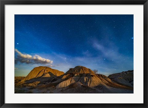 Framed Moonrise Over Dinosaur Provincial Park, Alberta, Canada Print