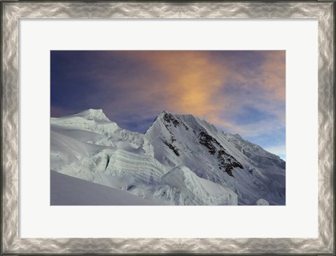 Framed Sunset on Quitaraju Mountain in the Cordillera Blanca in the Andes Of Peru Print