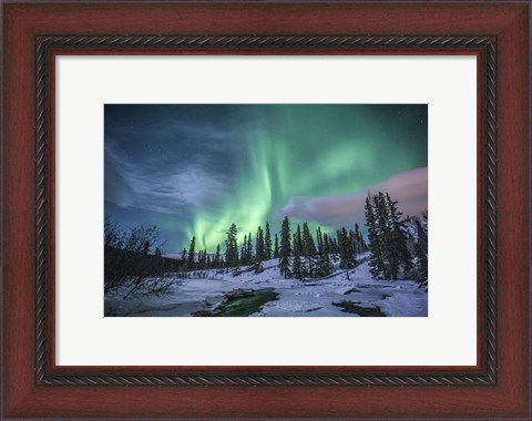 Framed Northern Lights Above Fish Lake Print