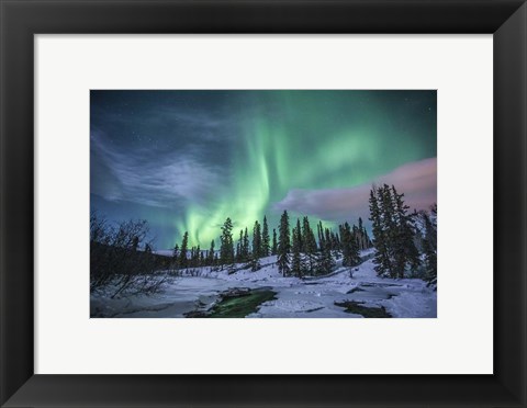 Framed Northern Lights Above Fish Lake Print
