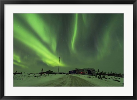 Framed Aurora and Cassiopeia Over the Churchill Northern Studies Centre Print