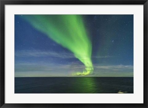 Framed Aurora in Moonlight Over the Barents Sea Print