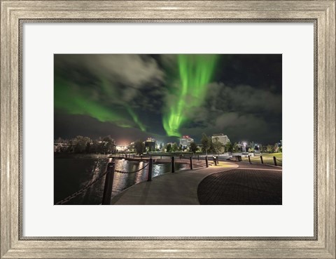 Framed Northern Lights Over Downtown Yellowknife, Northwest Territories Print