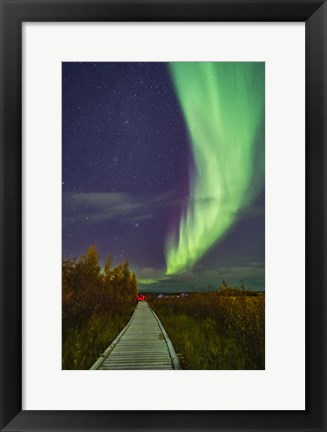 Framed Auroral Arc Over the Boardwalk at Rotary Park in Yellowknife Print