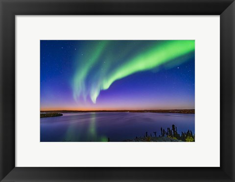 Framed Arc of Northern Lights Appears in the Evening Twilight Over Prelude Lake Print