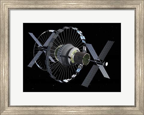 Framed 1970&#39;s Stanford University Study Depicting a Bernal Sphere Space Colony Print
